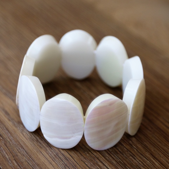 Jewelry - Wide White Beaded Statement Bracelet - EUC